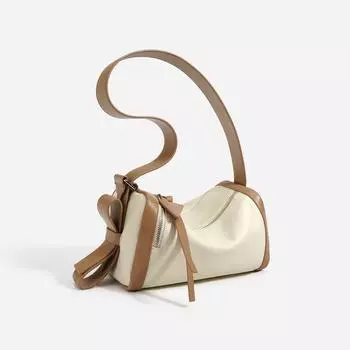 Сумка-подушка из натуральной кожи с рисунком личи и головы из коровьей кожи Togo, женская контрастная цветная сумка через плечо для поездок на работу и обратно, повседневная сумка через подмышку 26x13x14cm коричневый