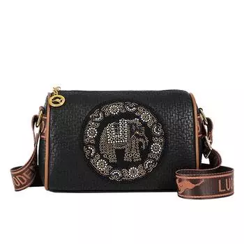 Сумка-подушка с вышивкой Женская сумка через плечо из искусственной кожи Сумка через плечо бежевый