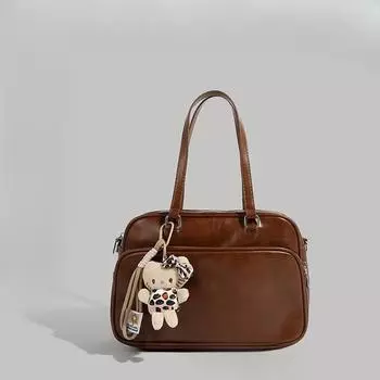 Сумка-подушка в британском студенческом стиле для женщин, для поездок на работу осенью и зимой, универсальная сумка через плечо на одно плечо коричневый