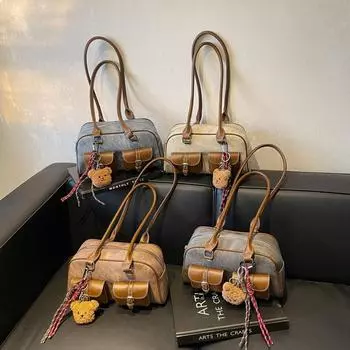 Сумка-подушка в стиле ретро для женщин, повседневная, для поездок на работу, модная, на одно плечо, подмышечная сумка with pendant