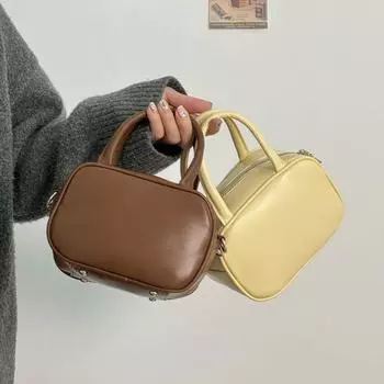 Сумка-подушка Женская модная сумка 2024 года Ретро-сумка Bowling Boston Сумка через плечо маленькая квадратная сумка коричневый