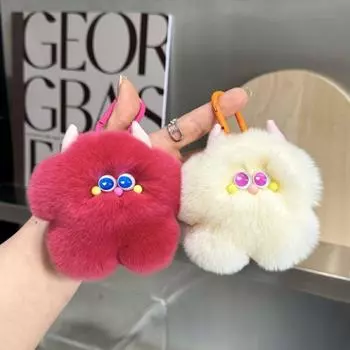 Сумка-подвеска из искусственного меха кролика, брелок для ключей, мультяшный плюшевый шар, подвеска, украшения style D