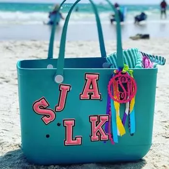 Сумка-подвеска с буквами для сумки Bogg, многоразовая сумка-крокодил, подвеска с алфавитом, обувь из крокодила, украшения, аксессуары, пляжная сумка, сумка, подвеска с буквой M розовый