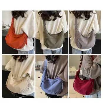 Сумка-полумесяц для женщин и мужчин из нейлона, сумки через плечо с несколькими карманами, легкая нейлоновая сумка-пельмень, трендовая сумка чёрный