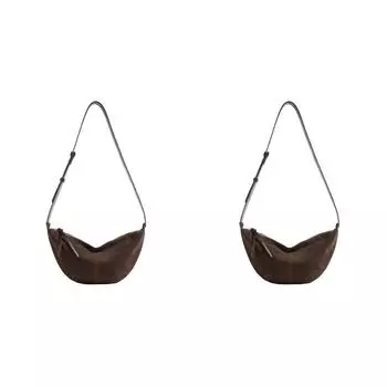 Сумка-полумесяц для женщин и мужчин, однотонная сумка через плечо, замшевая сумка-хобо через плечо (Кофе)