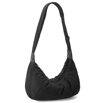 Сумка-полумесяц для женщин, однотонная сумка-пельмень, нейлоновая сумка-хобо с застежкой-молнией, внутренний карман, дорожная сумка для поездок на работу оранжевый