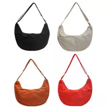 Сумка-полумесяц для женщин, регулируемый ремень, сумка через плечо, застежка-молния, сумка-хобо, нейлоновая однотонная повседневная сумка для работы и путешествий бежевый