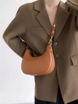 Сумка-полумесяц в стиле ретро 2023 года: Универсальная сумка-мессенджер для ношения на плече и под мышкой коричневый