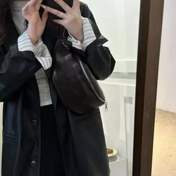 Сумка-пояс из искусственной кожи, однотонная, через плечо, сумка-банан, дорожная сумка чёрный