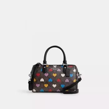 Сумка-портфель Coach Rowan из фирменной канвы с принтом в виде сердечек