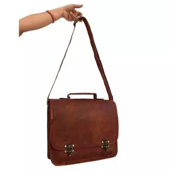 Сумка-портфель из козьей кожи Сумка-мессенджер для iPad Tab Сумка через плечо 11 дюймов 11 x 9 x 3 in коричневый