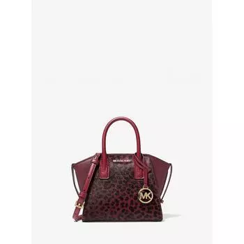 Сумка-портфель Michael Kors Avril Cheetah Print из телячьей шерсти, очень маленькая, 35f4g4vc0h2342 Oxblood Multi F