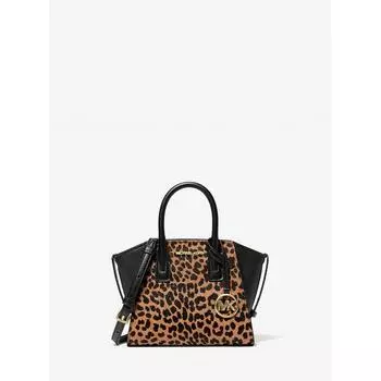 Сумка-портфель Michael Kors Avril Cheetah Print из телячьей шерсти, очень маленькая, 35f4g4vc0h5, черный, многоцветный F