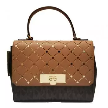 Сумка-портфель Michael Kors Callie с верхней ручкой коричневый бледно-золотой