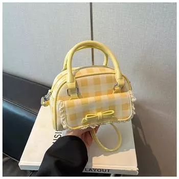 Сумка премиум-класса женская летняя новая модная клетчатая сумка-мессенджер Сумка для боулинга премиум-класса жёлтый