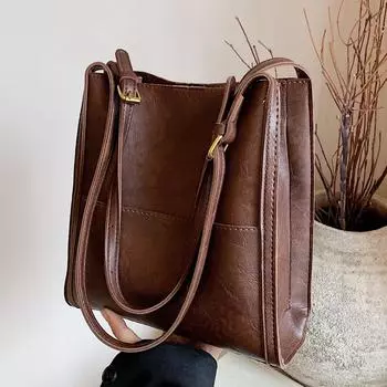 Сумка Premium Sense Bag большой емкости для женщин, модная простая сумка через плечо и подмышку коричневый