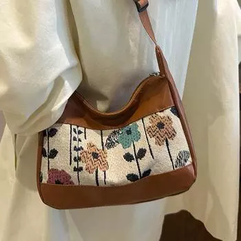 Сумка Premium Sense Niche, женская модная холщовая сумка подмышкой, универсальная сумка через плечо в иностранном стиле коричневый