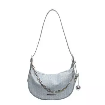 Сумка Premium sense нишевая серебряная женская 2024 новая популярная универсальная сумка-пельмень взрыв супер горячая сумка-мессенджер через плечо синий