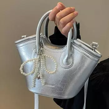 Сумка Premium Sense Trend Bucket Bag Design одно плечо Crossbody женская сумка серебряный