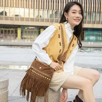 Сумка прямые продажи осень и зима новые женские сумки-мессенджеры модные сумки с бахромой из ивовых гвоздей большая вместимость сумки-ведра через плечо