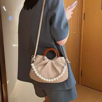 Сумка PU Cloud, новая летняя женская плиссированная сумка с жемчужным цепочным кольцом, темпераментная элегантная сумка через плечо для свиданий, тренд