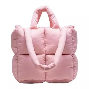 Сумка Pufferfish, модная стеганая большая мягкая сумка, женская хлопковая зимняя мягкая сумка через плечо SG 31x12x29CM розовый