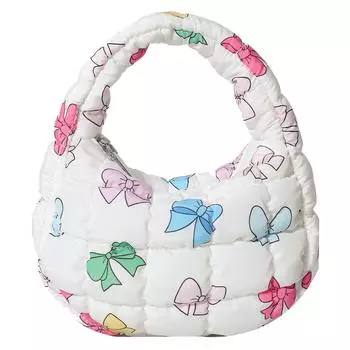 Сумка-пуховик для женщин, модная мини-облачная плиссированная сумка на молнии, сумка-хобо, наручная сумка Black Bow белый