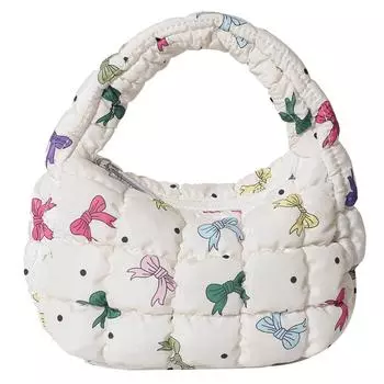 Сумка-пуховик для женщин с принтом банта, сумка-пузырь на молнии, сумка-полумесяц, сумка-хобо Black Bow белый