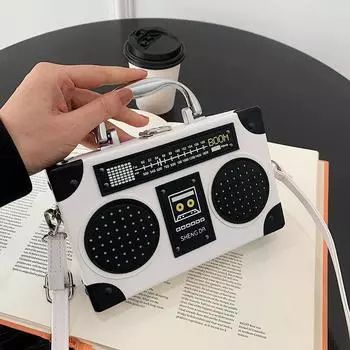 Сумка Radio Box, креативная и персонализированная сумка через плечо в стиле ретро, женская сумка через плечо на одно плечо белый