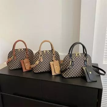 Сумка-ракушка контрастного цвета 2024 года, новый тренд ретро-принта, женская сумка-мессенджер через плечо, простая повседневная сумка подмышкой прилив хаки