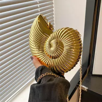 Сумка-ракушка с цепочкой, элегантная, уникальная, модная, повседневная, сумка через плечо для женщин, шоппинг золотистый