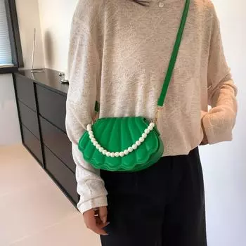 Сумка-ракушка, женская сумка с жемчугом, новая сумка через плечо, персонализированная жемчужная цепочка, переносная женская сумка белый