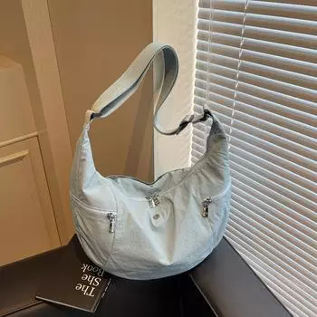 Сумка-рога на одно плечо, наклонная, вместительная, сумка для пельменей, легкая и модная сумка для поездок на работу чёрный