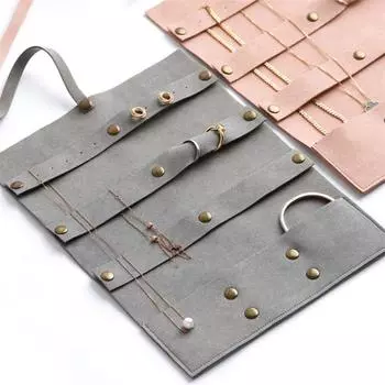 Сумка-ролл для ювелирных изделий из искусственной кожи, тонкая портативная многофункциональная сумка-органайзер для колец, серег, браслетов, часов, дорожная сумка-органайзер для хранения коричневый