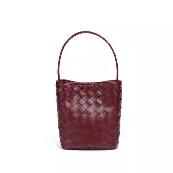 Сумка ручной работы для женщин, маленькая и легкая, сумка через плечо на одно плечо, однотонная текстура, очаровательная сумка-ведро