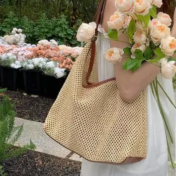Сумка ручной работы для женщин, новая модная и стильная ретро-сумка, плетеная соломенная сумка, универсальная сумка через плечо большой емкости