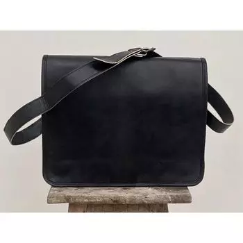 Сумка ручной работы Мужская кожаная сумка-мессенджер на плечо портфель для ноутбука Файл Бизнес 18 x 14 x 6 in чёрный