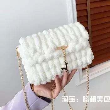 Сумка ручной работы Pacha Dog DIY из шерстяного материала Детская простая сумка-мессенджер для девушки Самодельный подарок White [fawn]]