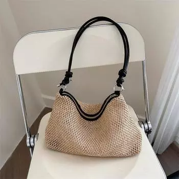 Сумка ручной работы женская 2025 года модная ретро сумка-тоут соломенная сумка универсальная сумка через плечо большой вместимости белый