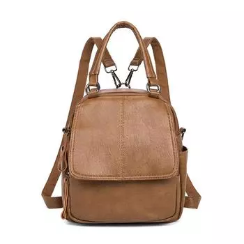 Сумка-рюкзак для деловых поездок, мягкий кожаный рюкзак большой вместимости двойного назначения чёрный