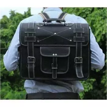 Сумка-рюкзак для ноутбука ручной работы из натуральной винтажной кожи. 11 x 15 x 5 in чёрный