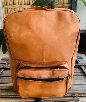 Сумка-рюкзак из козьей кожи, винтажный мессенджер, настоящая коричневая сумка для ноутбука. 16 x 11 x 11 in коричневый