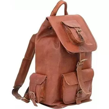 Сумка-рюкзак из кожи ручной работы, сумка-рюкзак для путешествий, винтажная кожаная сумка 16 x 8 x 8 in коричневый
