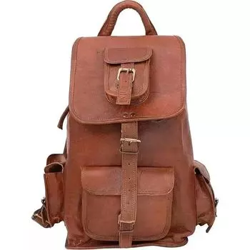 Сумка-рюкзак из кожи ручной работы, сумка-рюкзак для путешествий, винтажная кожаная сумка 16 x 8 x 8 in коричневый