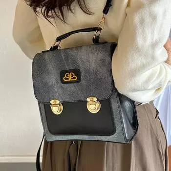 Сумка-рюкзак с имитацией джинсовой ткани в стиле ретро, женская мода, студенческий рюкзак, универсальная сумка-мессенджер через плечо синий