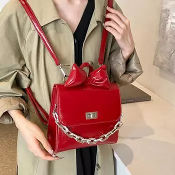 Сумка-рюкзак с текстурированным бантом, женская сумка-мессенджер через плечо, популярная сумка для поездок на работу красный