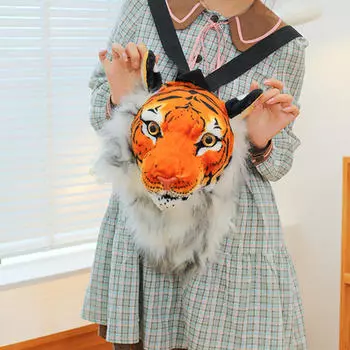 Сумка-рюкзак в виде головы плюшевого животного, 3D модный, причудливый, властный рюкзак Tiger