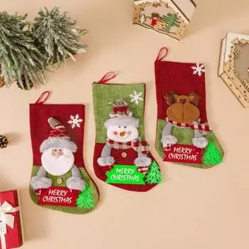 Сумка с алфавитным знаком, праздничный мультяшный дизайн, подарочный мешочек для чулок для украшения камина Snowman
