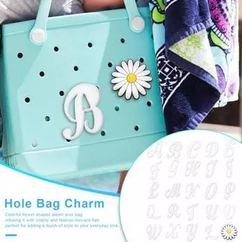 Сумка с английскими буквами и отверстиями, очаровательная легкая многоразовая пляжная сумка-тоут с отверстиями, белое украшение в виде алфавита, аксессуары для сумки с отверстиями «сделай сам» I