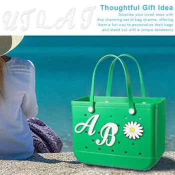 Сумка с английскими буквами и отверстиями, очаровательная легкая многоразовая пляжная сумка-тоут с отверстиями, белое украшение в виде алфавита, аксессуары для сумки с отверстиями «сделай сам» I